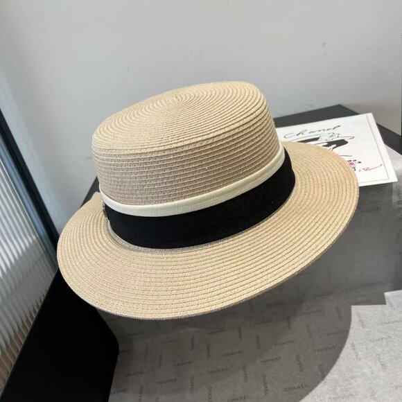 Miu Miu Straw Hat with Black Trim - Picture 4 of 5